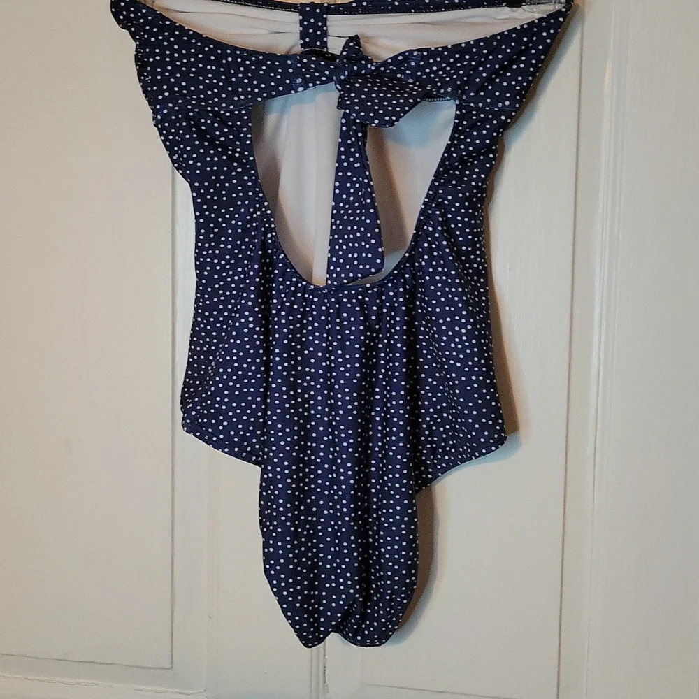 Splendid Swim Navy and White Polka Dot Swimsuit - Medium - Picture 3 of 8